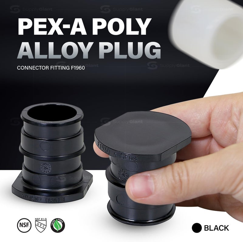 Supply Giant Poly Pex-A Expansion Fitting 1-1/4" Plug End Cap for Pipe, F1960 Plug 1-1/4 Inch Expansion Barb Connections, Plastic Pipe Cap for use with Pex-A Tubing (Pack of 5) - Image 2
